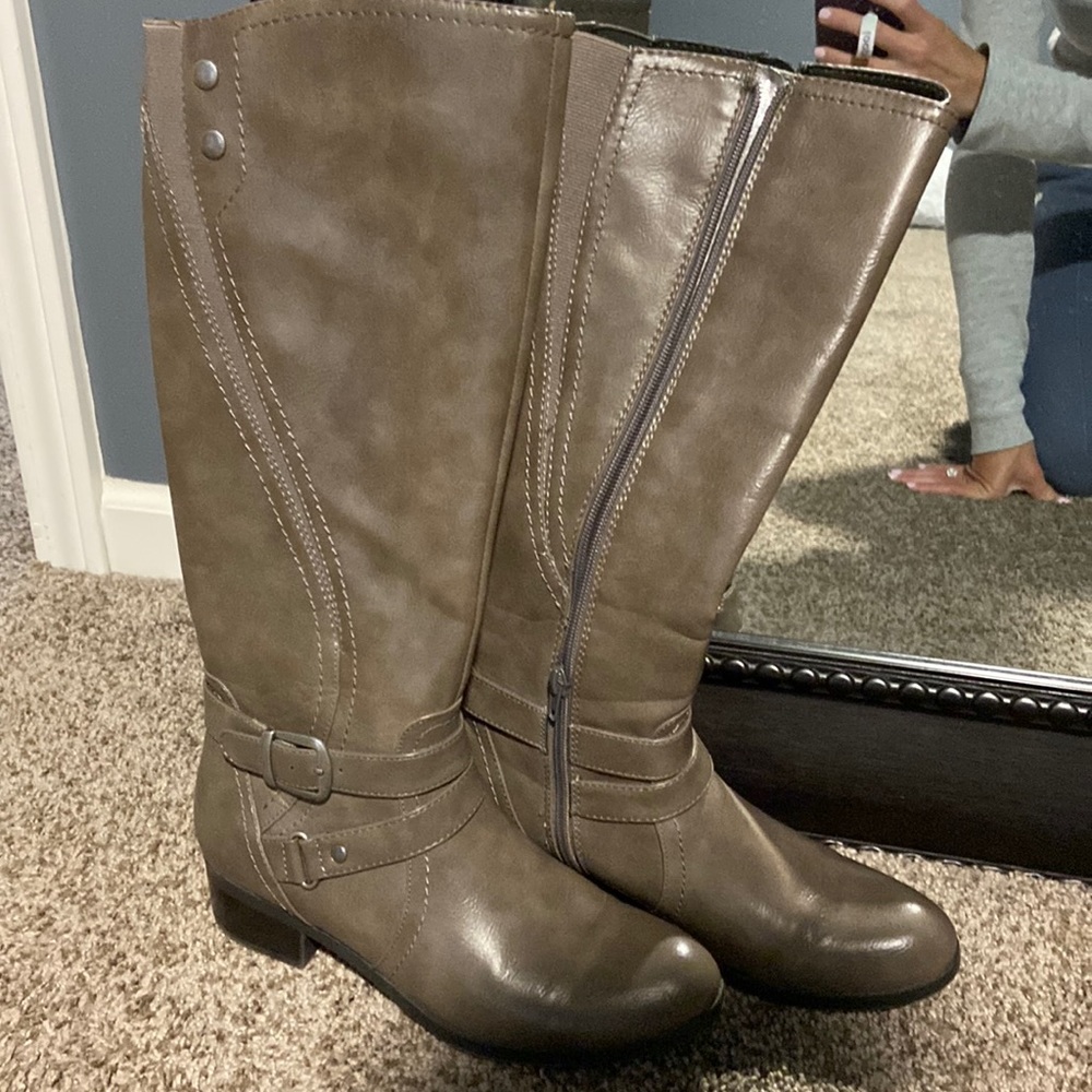 Knee high boots.